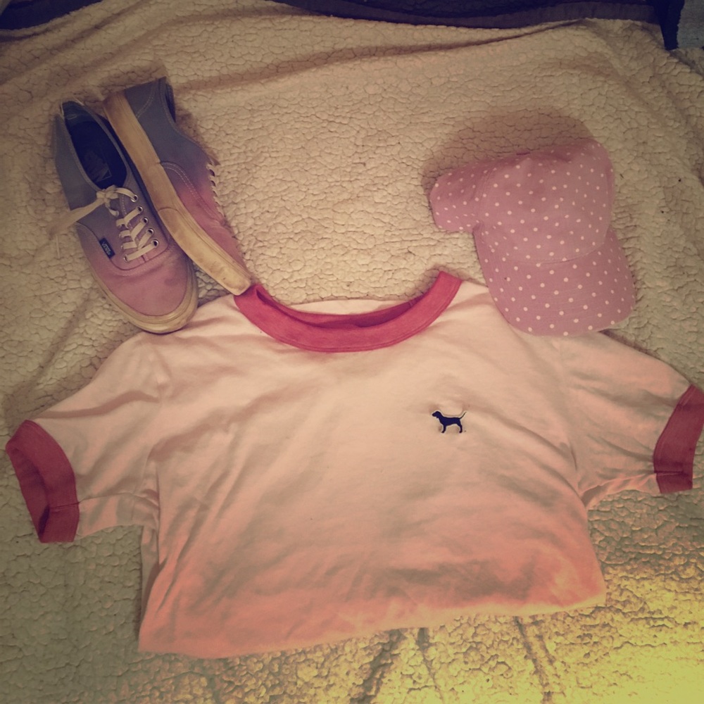 PINK rose ringer tee